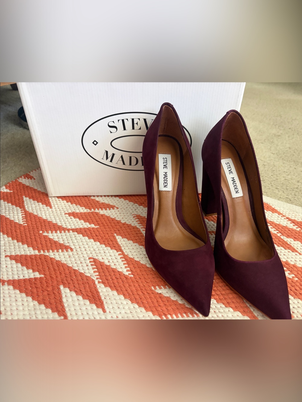 Steve Madden “Primpy” Plum/Burgundy Suede Pointed-Toe Pumps